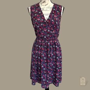 Xhilaration Purple Floral Fit & Flare Dress Women’s M Sleeveless Casual Sundress